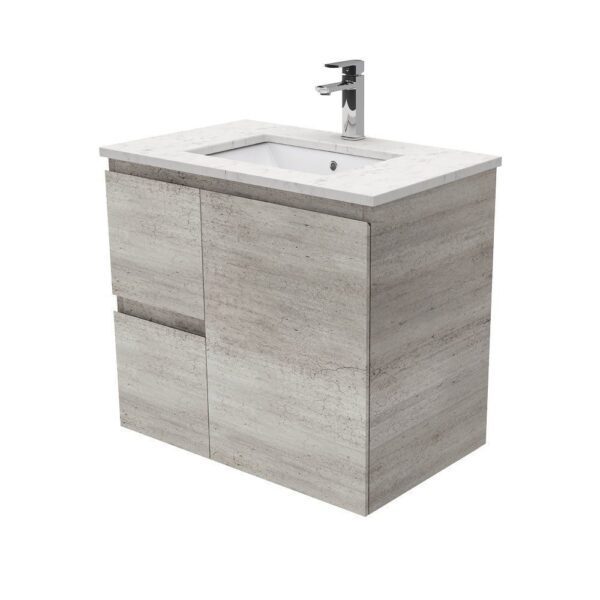 750mm INDUSTRIAL EDGE WITH SARAH BIANCO MARBLE TOP *LEFT HAND DRAWERS