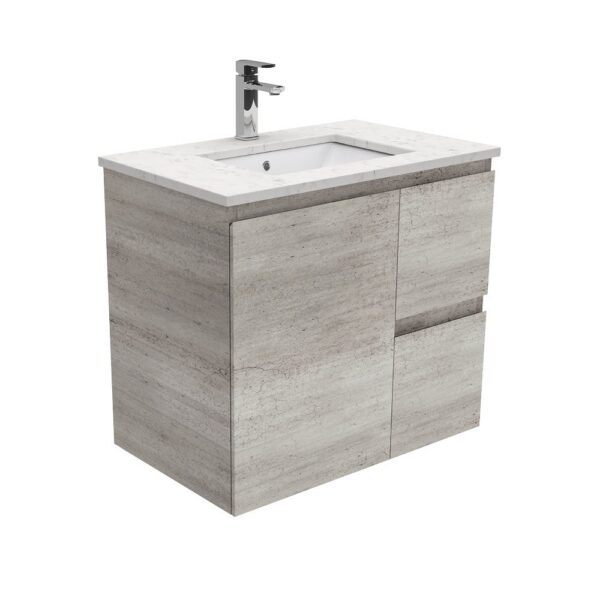 750mm INDUSTRIAL EDGE WITH BIANCO MARBLE TOP *RIGHT HAND DRAWERS