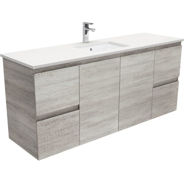 1500mm INDUSTRIAL EDGE WALL HUNG VANITY WITH SARAH CRYSTAL PURE TOP SINGLE BOWL