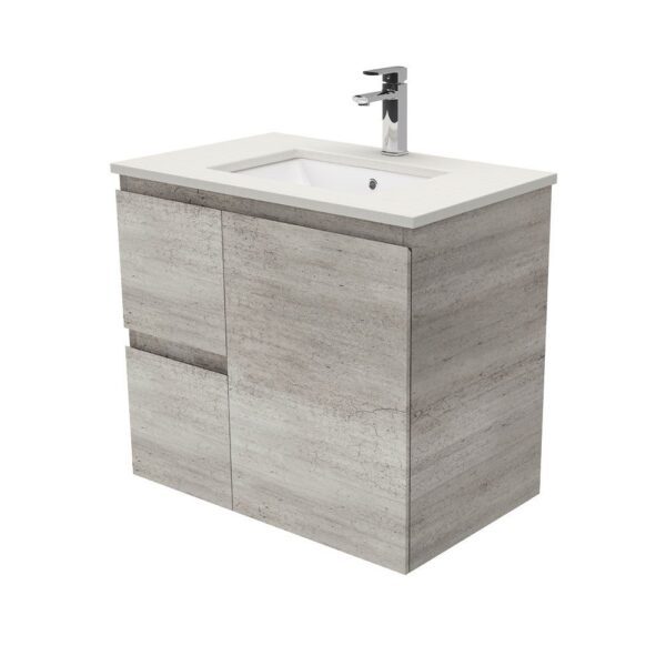 750mm INDUSTRIAL EDGE WALL HUNG VANITY WITH SARAH ROMAN SAND TOP *LEFT HAND DRAWERS