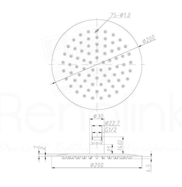 200mm MODERN ROUND RAIN SHOWER HEAD CHROME - Image 3