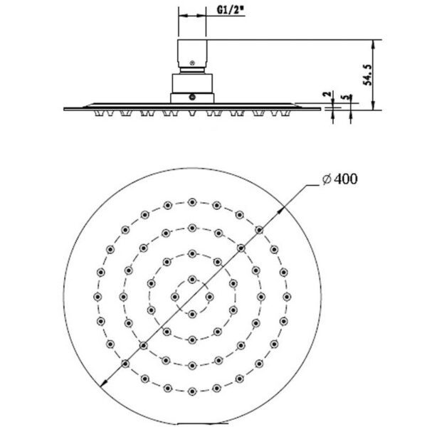 400mm MODERN ROUND RAIN SHOWER HEAD CHROME - Image 3