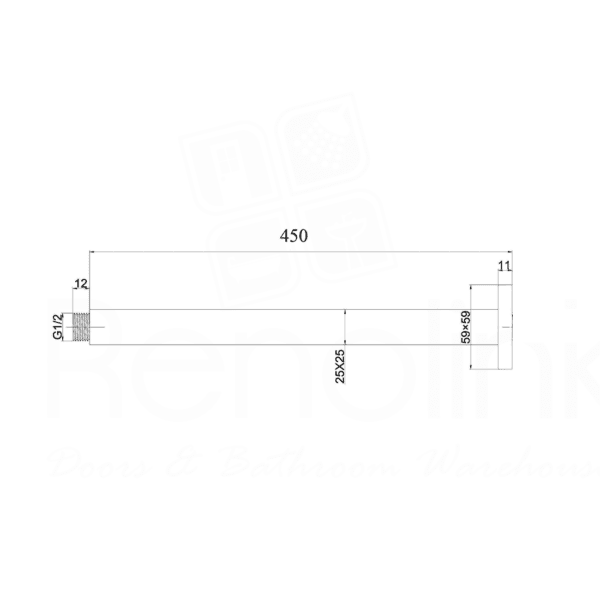 450mm HANDEL SQUARE CEILING SHOWER ARM CHROME - Image 3