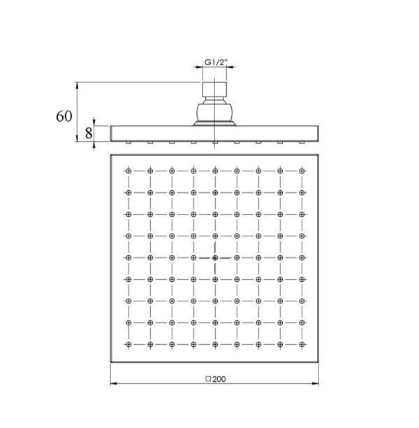 200mm SQUARE ABS RAIN SHOWER HEAD CHROME - Image 3