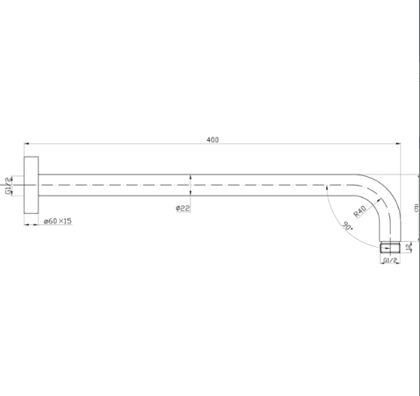 HANDEL ROUND SHOWER ARM CHROME - Image 3