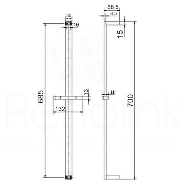 HANDEL SQUARE MULTI FUNCTION SLIDING RAIL SHOWER CHROME - Image 3