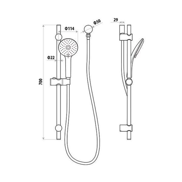 LOUI HAND SHOWER ON RAIL Gun Metal - Image 2
