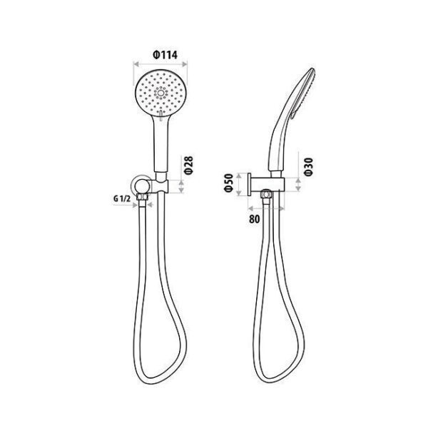 LOUI HAND SHOWER ON BRACKET ROUND Gun Metal - Image 2
